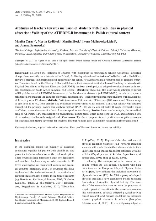 (PDF) Attitudes of teachers towards inclusion of students with ...