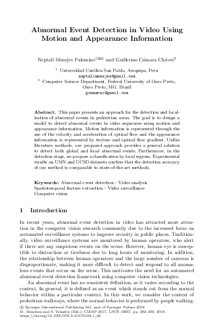 (PDF) Abnormal Event Detection in Video Using Motion and Appearance ...