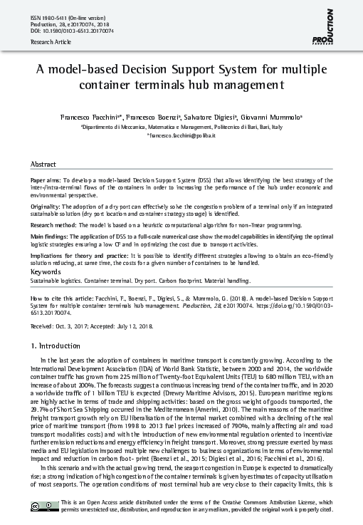 (PDF) A model-based Decision Support System for multiple container ...