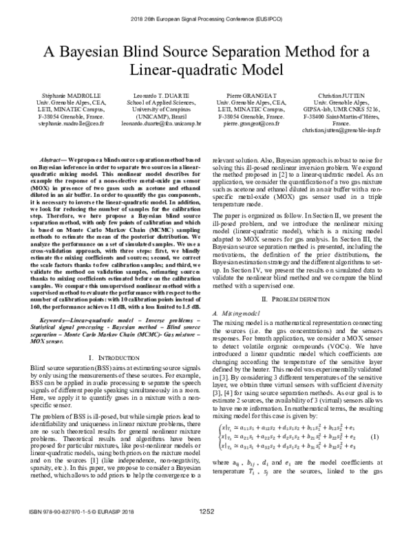 (PDF) A Bayesian Blind Source Separation Method for a Linear-quadratic ...