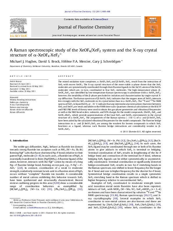 (PDF) A Raman spectroscopic study of the XeOF4/XeF2 system and the X ...
