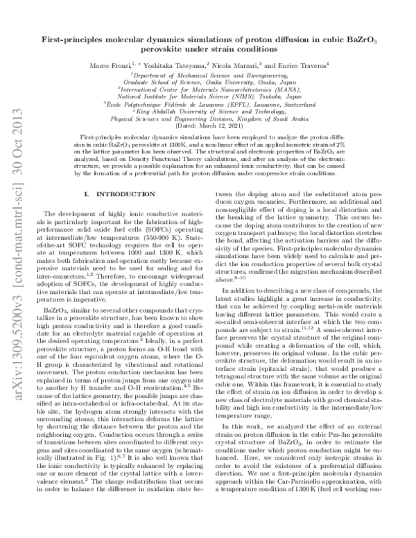 (PDF) First-principles molecular dynamics simulations of proton ...