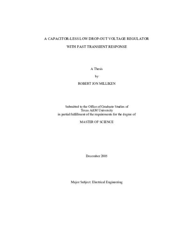 (PDF) A capacitor-less low drop-out voltage regulator with fast ...