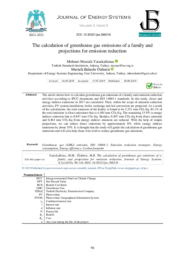 (PDF) The calculation of greenhouse gas emissions of a family and ...