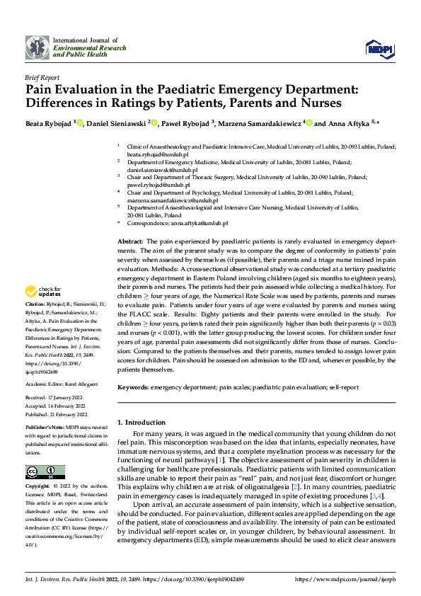 (PDF) Pain Evaluation in the Paediatric Emergency Department ...