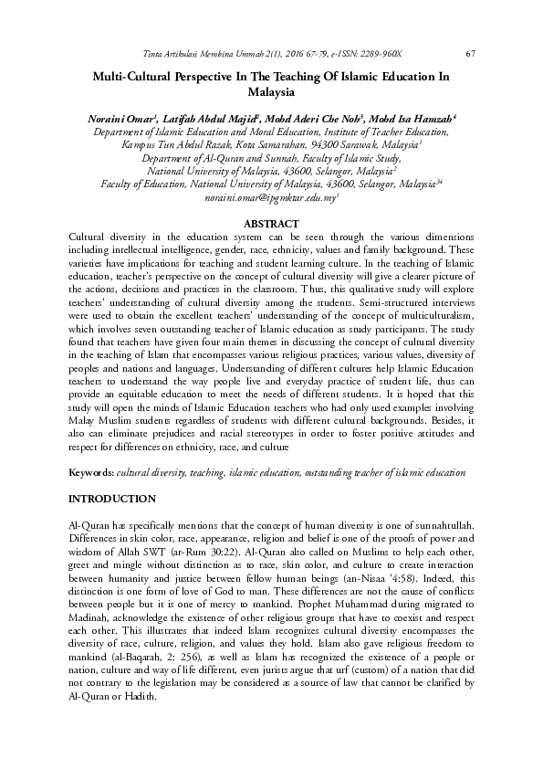 (PDF) Multi-Cultural Perspective In The Teaching Of Islamic Education ...