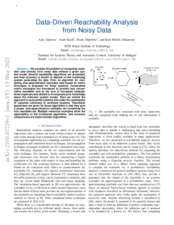 (PDF) Data-Driven Reachability Analysis from Noisy Data