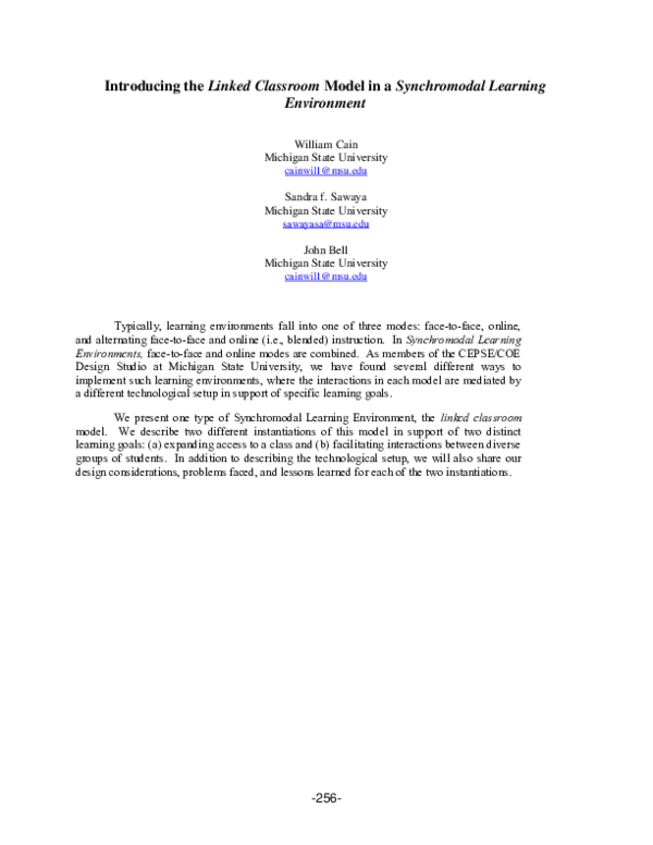 (PDF) Introducing the Linked Classroom Model in a Synchromodal Learning ...