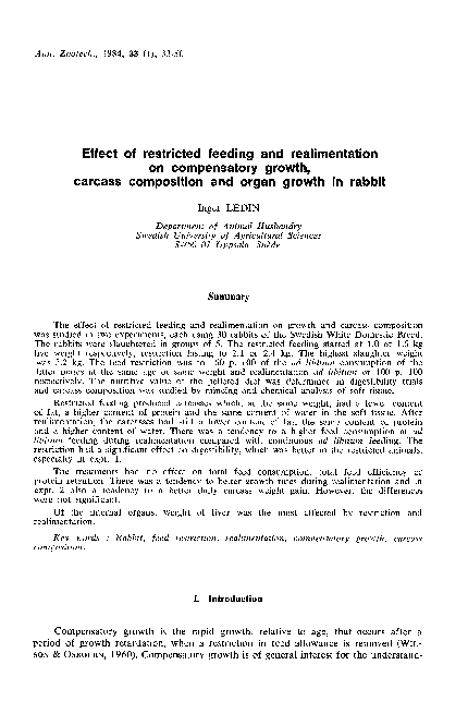 (PDF) Effect of restricted feeding and realimentation on compensatory ...