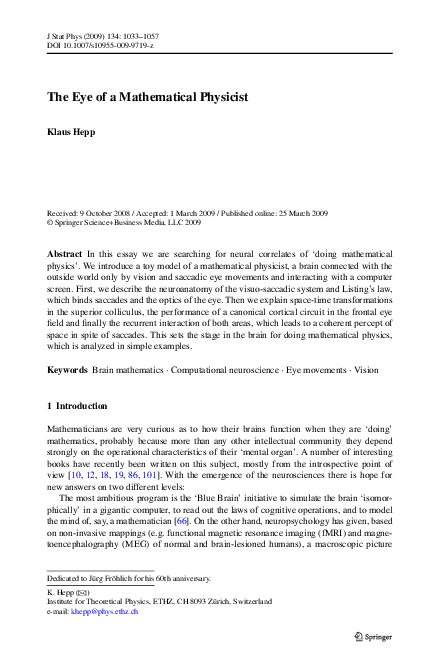 (PDF) The Eye of a Mathematical Physicist