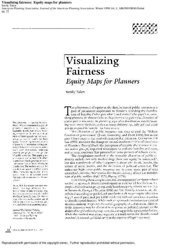 (PDF) Visualizing fairness: Equity maps for planners