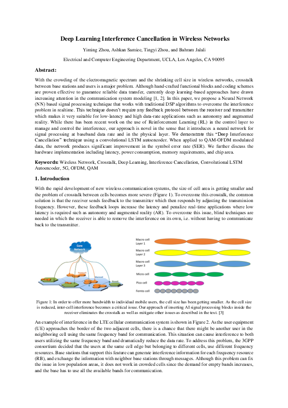 (PDF) Deep Learning Interference Cancellation in Wireless Networks