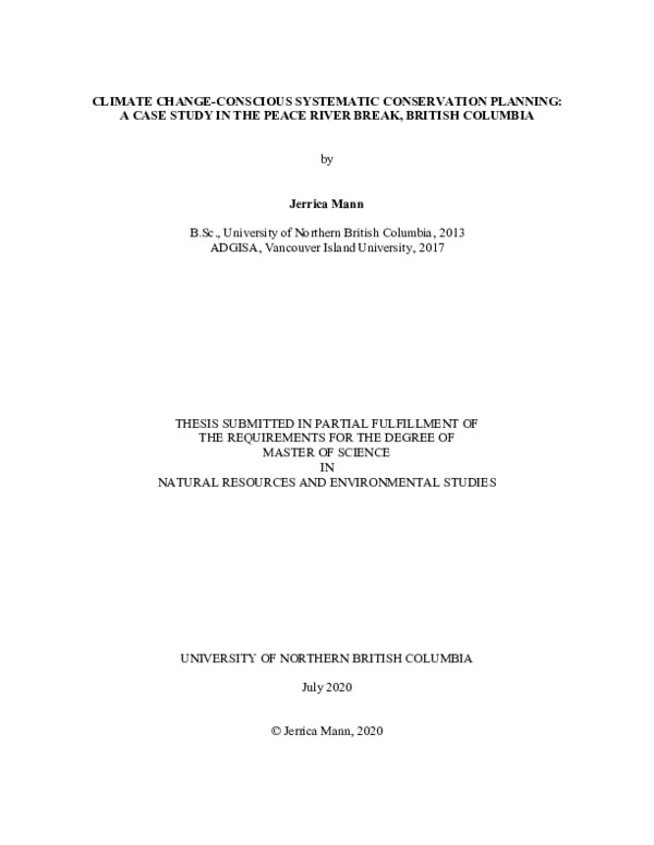 (PDF) Climate change-conscious systematic conservation planning: A case ...