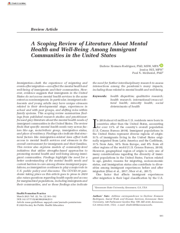 (PDF) A Scoping Review of Literature About Mental Health and Well-Being ...