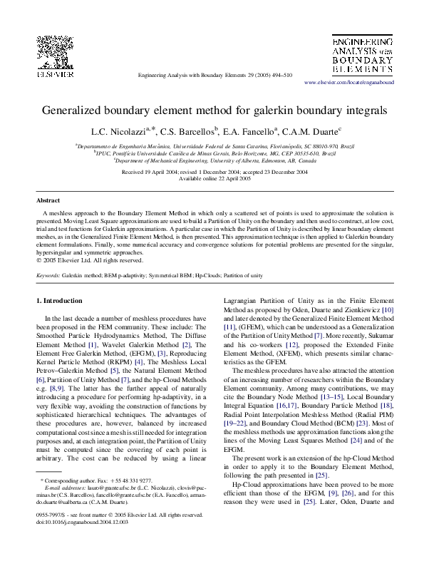 (PDF) Generalized boundary element method for galerkin boundary integrals