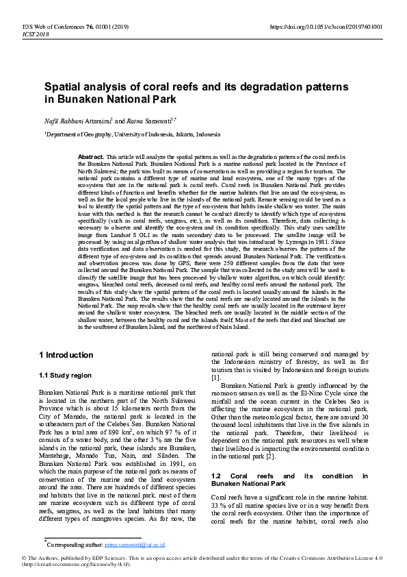 (PDF) Spatial analysis of coral reefs and its degradation patterns in ...