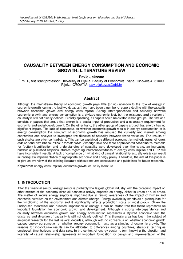 (PDF) Causality Between Energy Consumption and Economic Growth ...