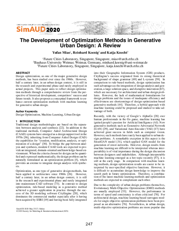 (PDF) The Development of Optimization Methods in Generative Urban ...