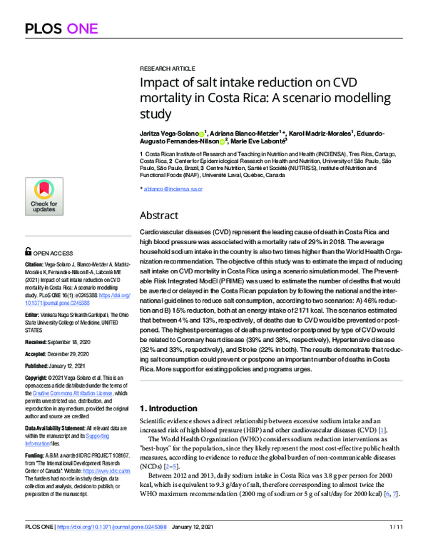 (PDF) Impact of salt intake reduction on CVD mortality in Costa Rica: A ...