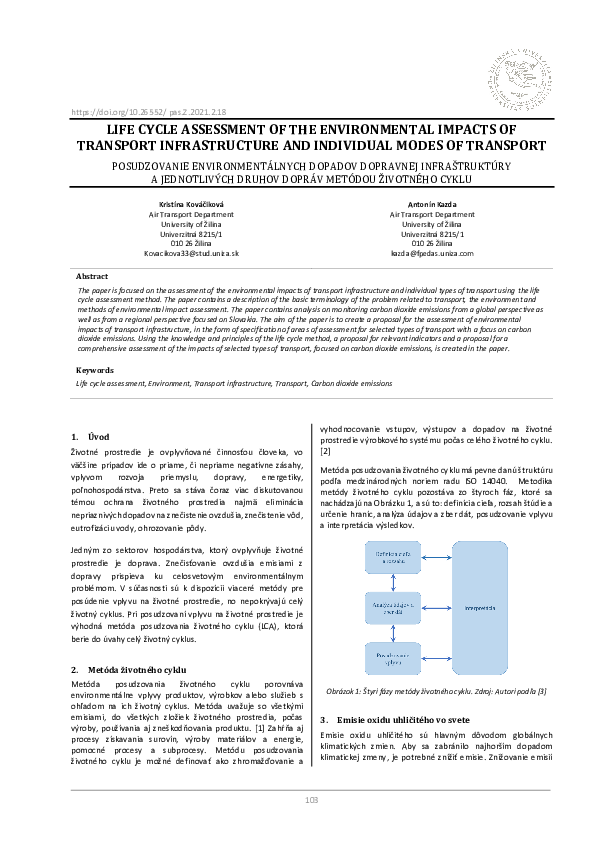 (PDF) Life cycle assessment of the environmental impacts of transport ...
