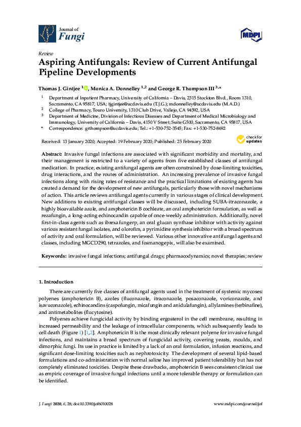 (PDF) Aspiring Antifungals Review of Current Antifungal Pipeline