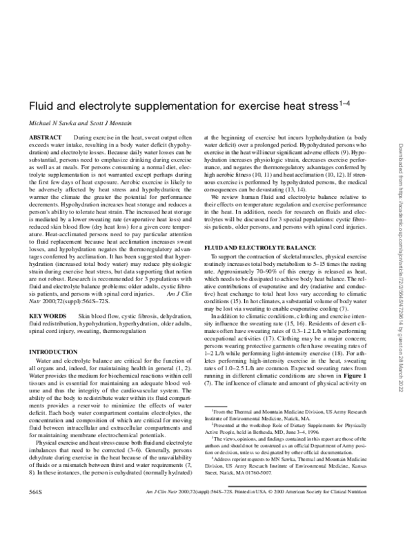 (PDF) Fluid and electrolyte supplementation for exercise heat stress