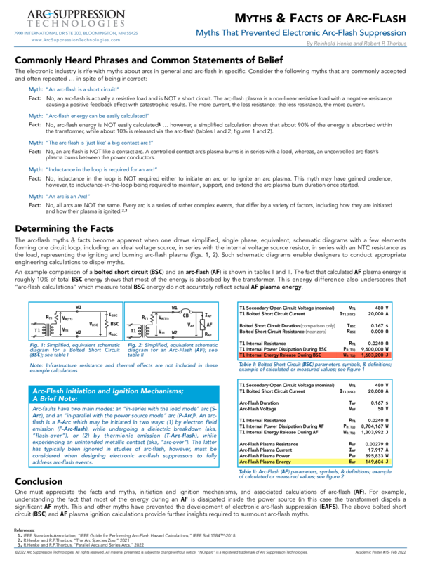 (PDF) MYTHS & FACTS OF ARC-FLASH; Myths That Prevented Electronic Arc ...