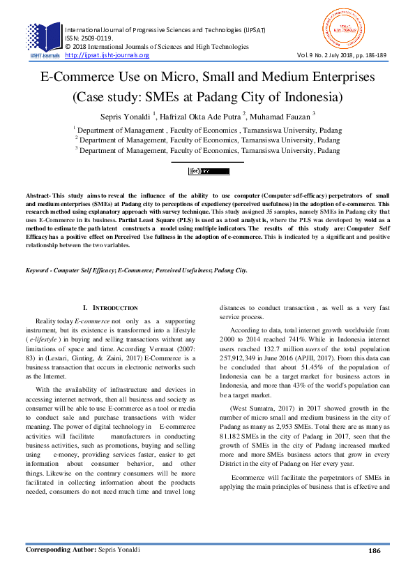 (PDF) E-Commerce Use on Micro, Small and Medium Enterprises (Case study ...