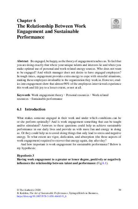 (PDF) The Relationship Between Work Engagement and Sustainable Performance