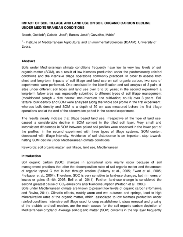 (PDF) Impact of soil tillage and land use on soil organic carbon ...