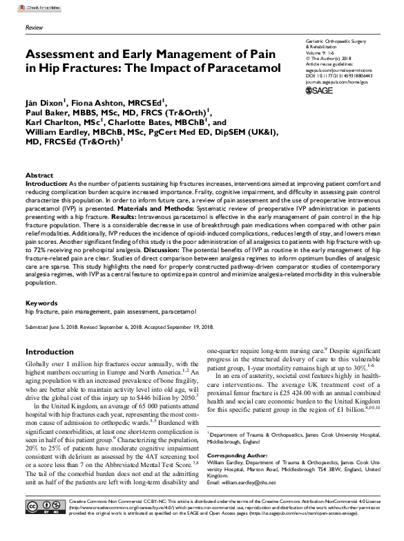 (PDF) Assessment and Early Management of Pain in Hip Fractures: The ...