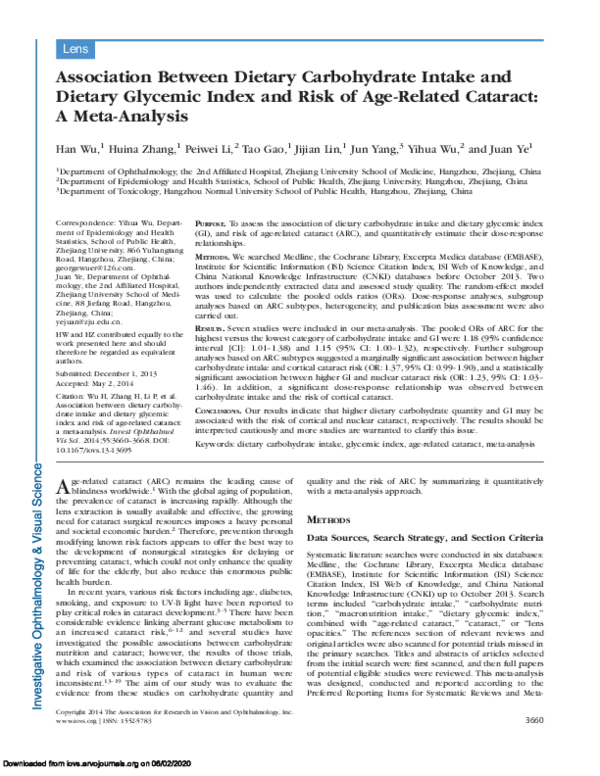 (PDF) Association between dietary carbohydrate intake and dietary ...