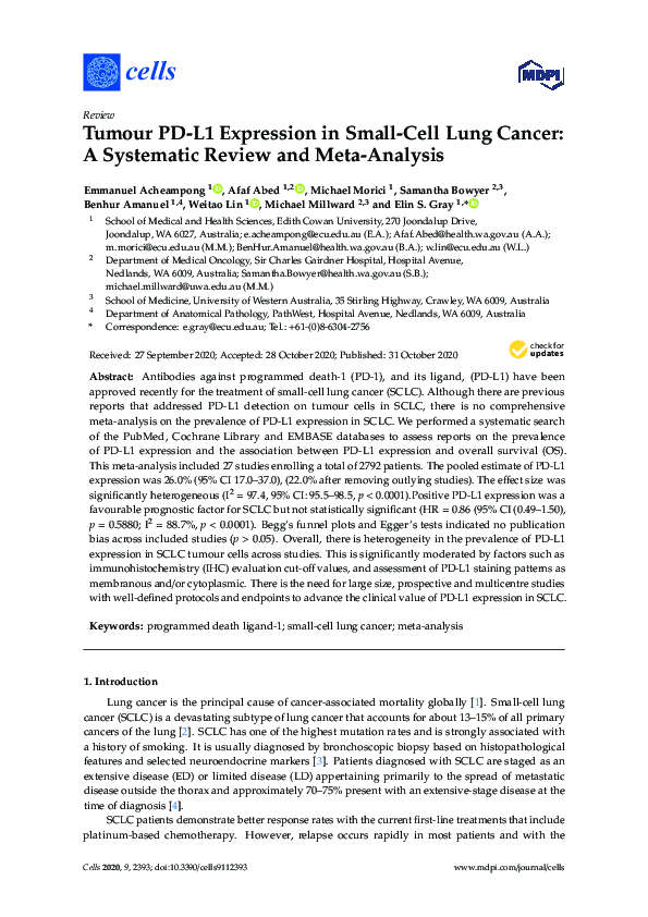 (PDF) Tumour PD-L1 Expression in Small-Cell Lung Cancer: A Systematic ...