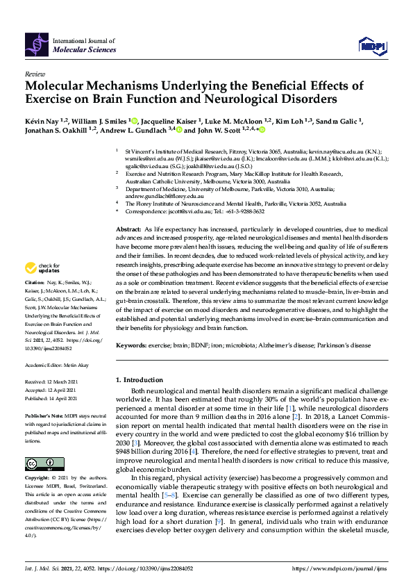 (PDF) Molecular Mechanisms Underlying the Beneficial Effects of ...