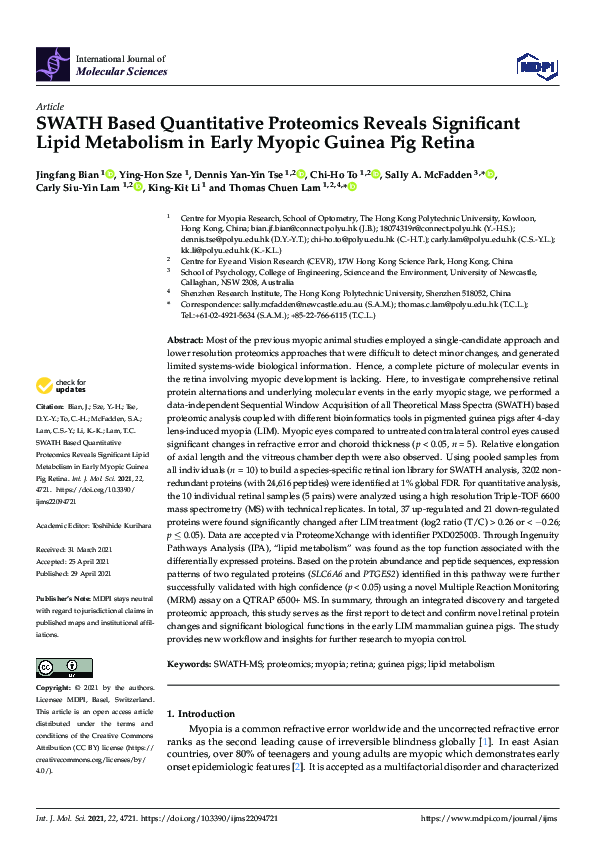 (PDF) SWATH Based Quantitative Proteomics Reveals Significant Lipid ...