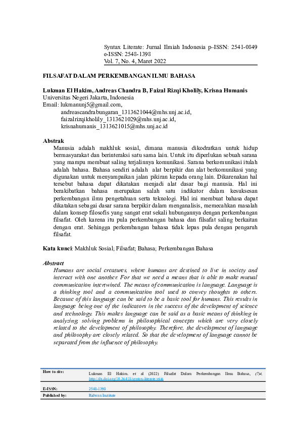 Pdf Syntax Literate Jurnal Ilmiah Indonesia P