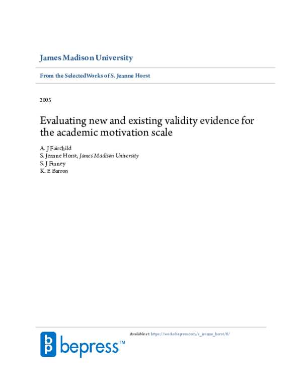 (PDF) Evaluating New and Existing Validity Evidence for the Academic ...