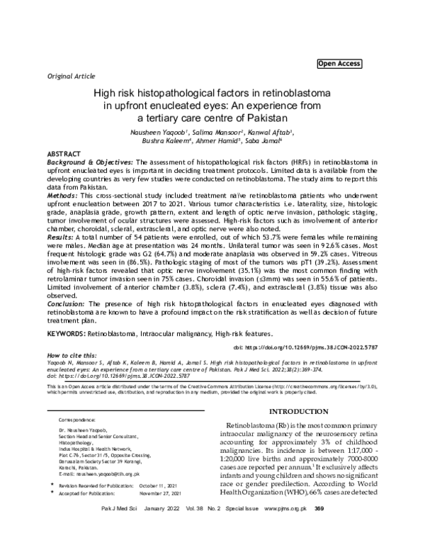(PDF) High risk histopathological factors in retinoblastoma in upfront ...