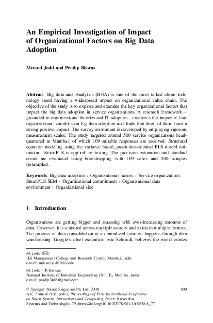 (PDF) An Empirical Investigation of Impact of Organizational Factors on ...