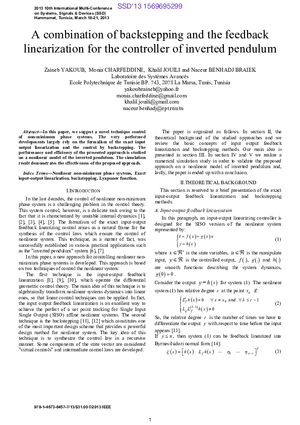 (PDF) A combination of backstepping and the feedback linearization for ...