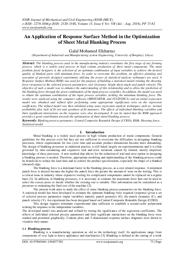 (PDF) An Application of Response Surface Method in the Optimization of ...