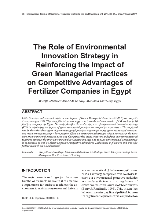 (PDF) The Role of Environmental Innovation Strategy in Reinforcing the ...
