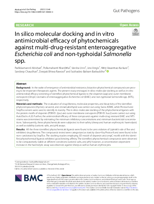(PDF) In silico molecular docking and in vitro antimicrobial efficacy ...
