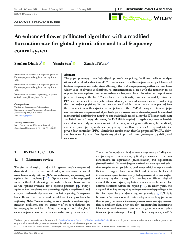 (PDF) An enhanced flower pollinated algorithm with a modified ...