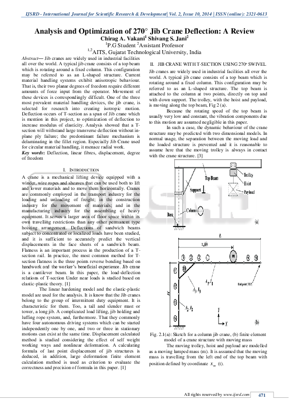 (PDF) Analysis and Optimization of 270 ° Jib Crane Deflection A