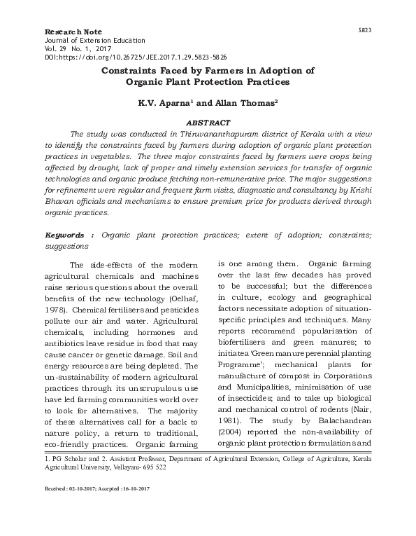 (PDF) Constraints Faced by Farmers in Adoption of Organic Plant ...