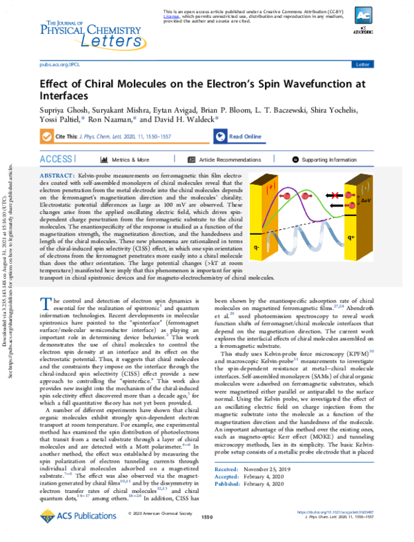(PDF) Effect of Chiral Molecules on the Electrons Spin Wavefunction at ...