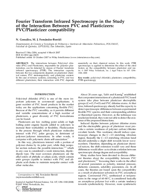 (PDF) Fourier transform infrared spectroscopy in the study of the ...