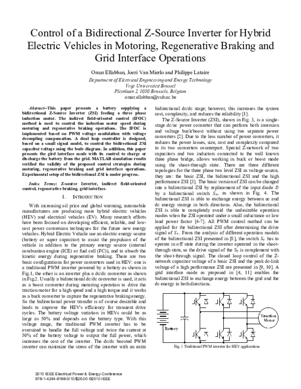 (PDF) Control of a bidirectional Z-source inverter for hybrid electric ...