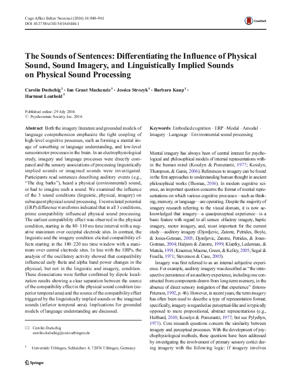 (PDF) The Sounds of Sentences: Differentiating the Influence of ...